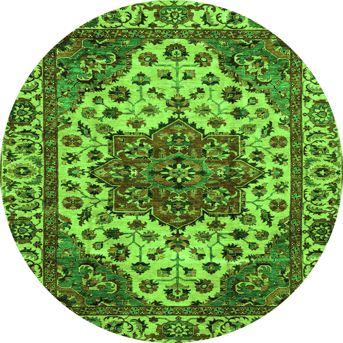 Round Abstract Green Modern Rug, abs3550grn