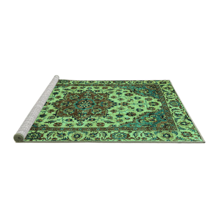Sideview of Machine Washable Abstract Turquoise Modern Area Rugs, wshabs3550turq