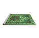 Sideview of Machine Washable Abstract Turquoise Modern Area Rugs, wshabs3550turq