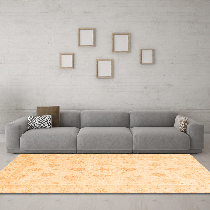 Machine Washable Oriental Orange Traditional Area Rugs in a Living Room, wshabs3551org