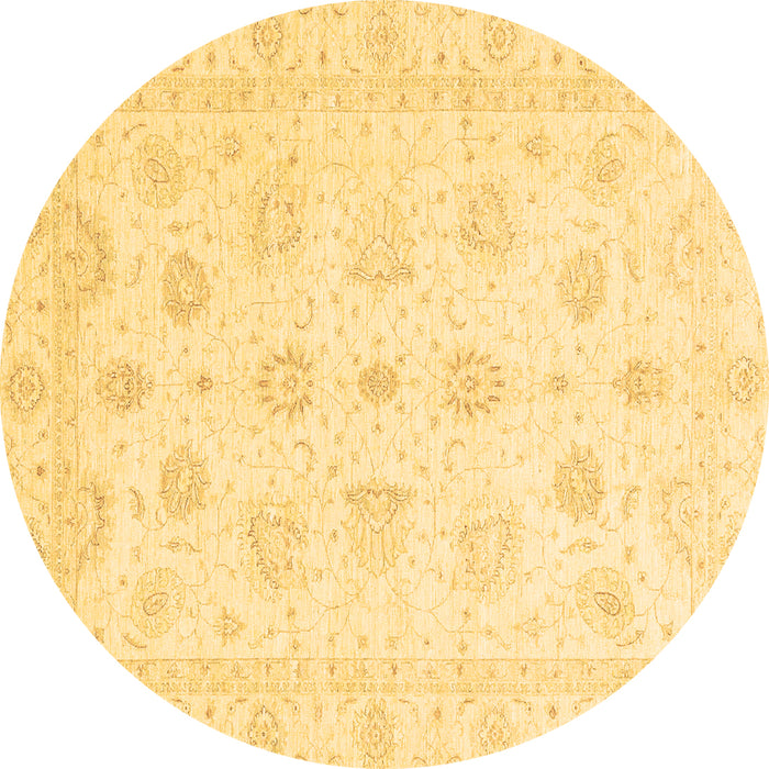 Round Machine Washable Oriental Brown Traditional Rug, wshabs3551brn