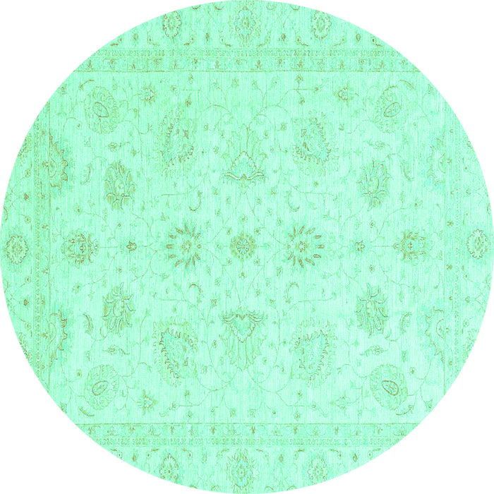 Round Oriental Turquoise Traditional Rug, abs3551turq