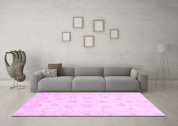 Machine Washable Oriental Purple Traditional Area Rugs in a Living Room, wshabs3551pur