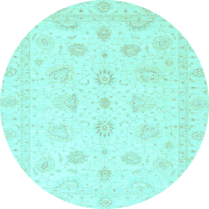 Round Oriental Light Blue Traditional Rug, abs3551lblu