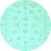 Round Oriental Light Blue Traditional Rug, abs3551lblu