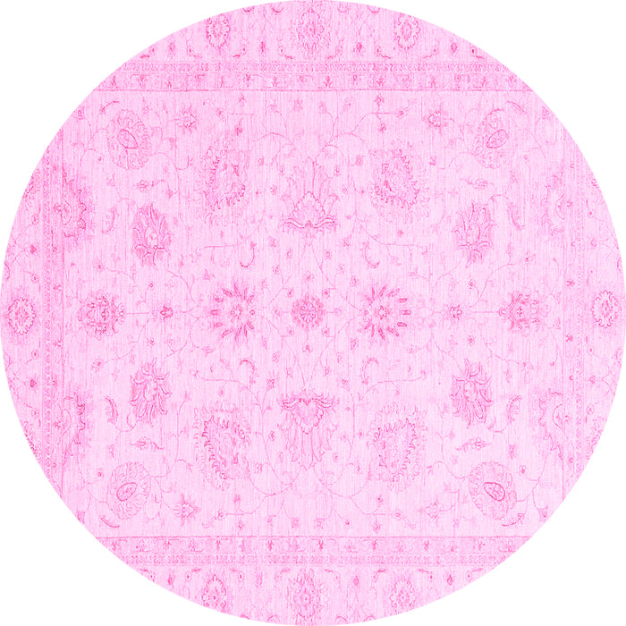 Round Oriental Pink Traditional Rug, abs3551pnk