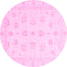 Round Oriental Pink Traditional Rug, abs3551pnk