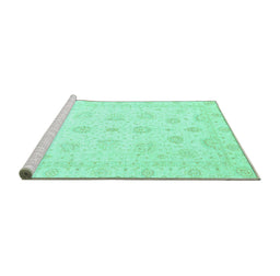 Sideview of Machine Washable Oriental Turquoise Traditional Area Rugs, wshabs3551turq