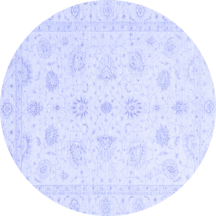 Round Machine Washable Oriental Blue Traditional Rug, wshabs3551blu