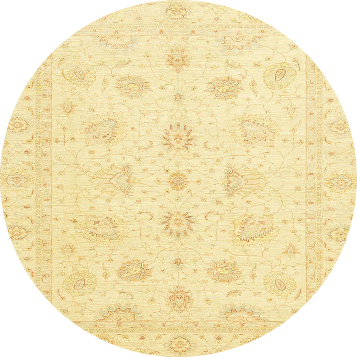 Round Machine Washable Abstract Sun Yellow Rug, wshabs3551