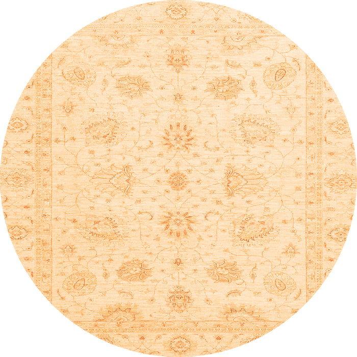 Round Machine Washable Oriental Orange Traditional Area Rugs, wshabs3551org