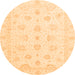 Round Machine Washable Oriental Orange Traditional Area Rugs, wshabs3551org