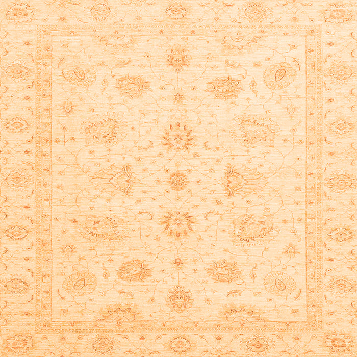 Square Machine Washable Oriental Orange Traditional Area Rugs, wshabs3551org