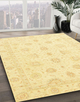 Machine Washable Abstract Sun Yellow Rug in a Family Room, wshabs3551