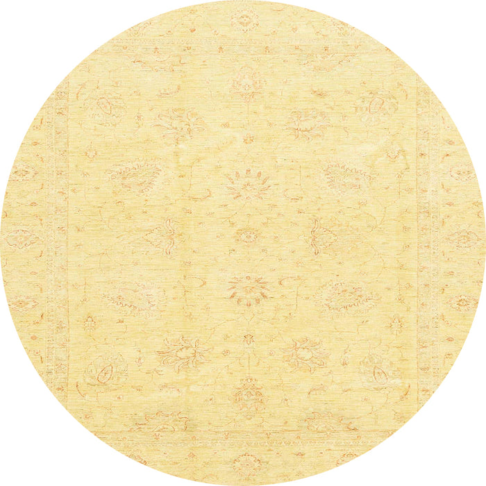 Round Machine Washable Abstract Chrome Gold Yellow Rug, wshabs3552