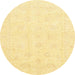 Round Machine Washable Abstract Chrome Gold Yellow Rug, wshabs3552