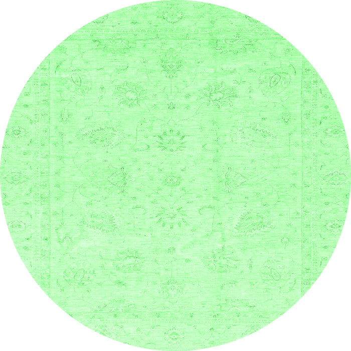 Round Machine Washable Oriental Emerald Green Traditional Area Rugs, wshabs3552emgrn