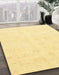 Abstract Chrome Gold Yellow Oriental Rug in Family Room, abs3552