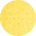 Round Oriental Yellow Traditional Rug, abs3552yw