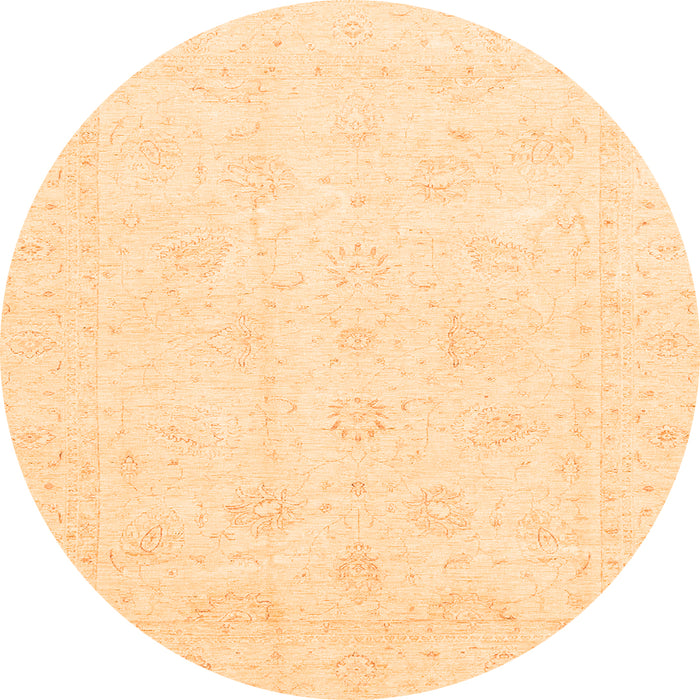 Round Machine Washable Oriental Orange Traditional Area Rugs, wshabs3552org
