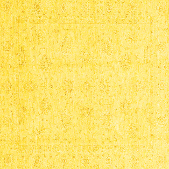 Square Machine Washable Oriental Yellow Traditional Rug, wshabs3552yw