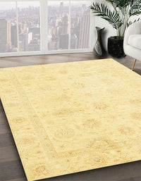 Abstract Chrome Gold Yellow Oriental Rug, abs3553