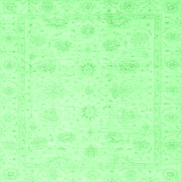 Square Machine Washable Oriental Emerald Green Traditional Area Rugs, wshabs3553emgrn