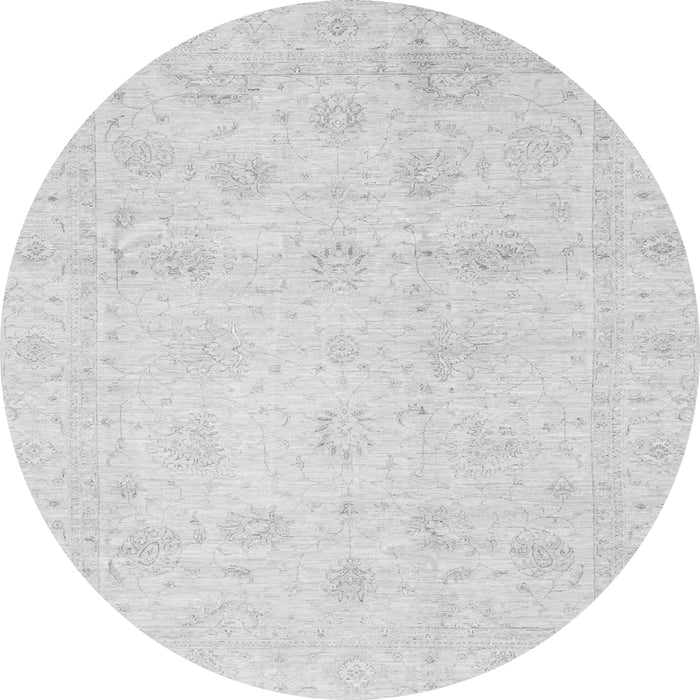 Round Machine Washable Oriental Gray Traditional Rug, wshabs3553gry