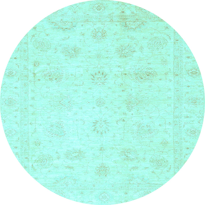 Round Oriental Light Blue Traditional Rug, abs3553lblu