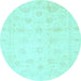 Round Oriental Light Blue Traditional Rug, abs3553lblu