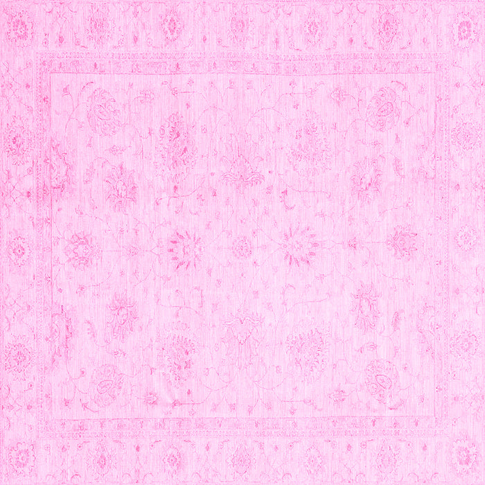 Square Machine Washable Oriental Pink Traditional Rug, wshabs3553pnk