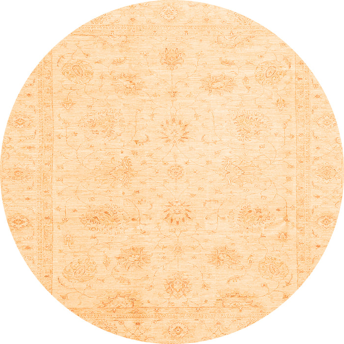 Round Machine Washable Oriental Orange Traditional Area Rugs, wshabs3553org