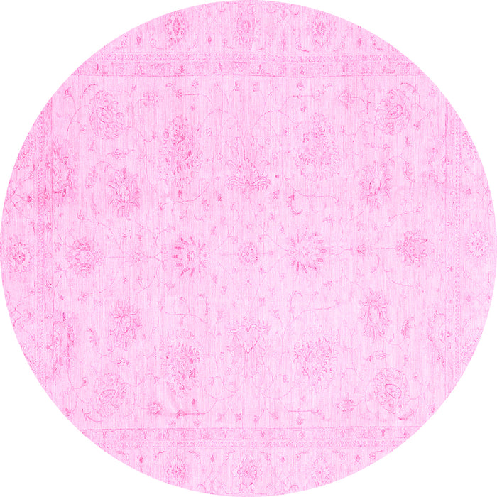 Round Oriental Pink Traditional Rug, abs3553pnk