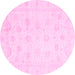 Round Oriental Pink Traditional Rug, abs3553pnk