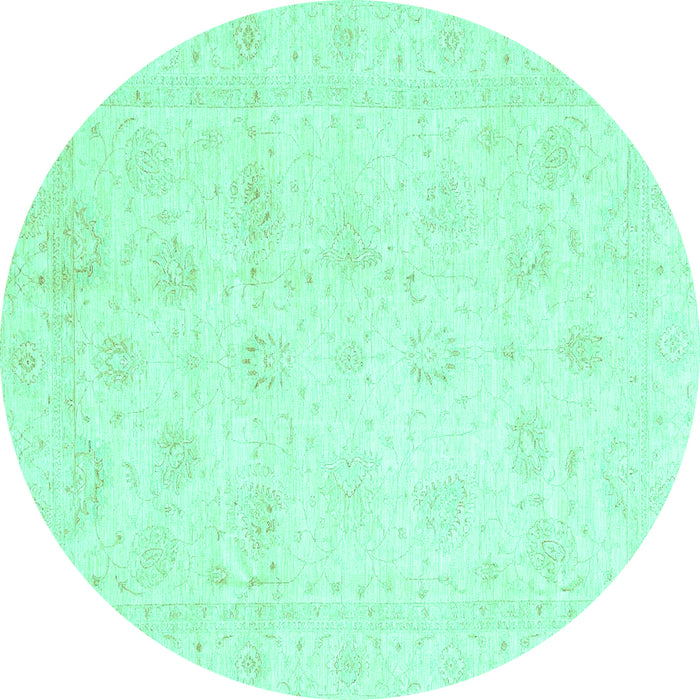 Round Oriental Turquoise Traditional Rug, abs3553turq