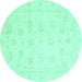 Round Oriental Turquoise Traditional Rug, abs3553turq