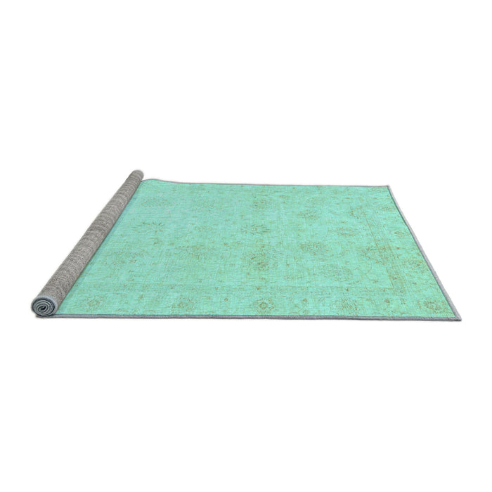 Sideview of Machine Washable Oriental Light Blue Traditional Rug, wshabs3553lblu