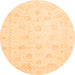 Round Oriental Orange Traditional Rug, abs3553org