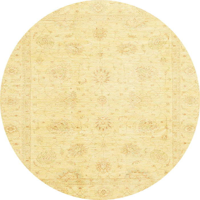 Round Machine Washable Abstract Chrome Gold Yellow Rug, wshabs3553