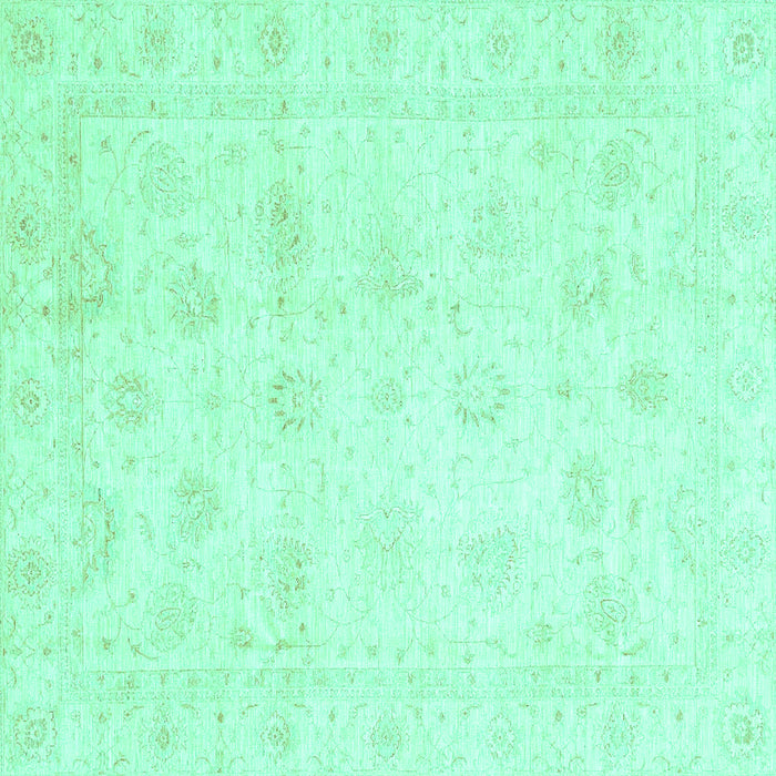 Square Machine Washable Oriental Turquoise Traditional Area Rugs, wshabs3553turq
