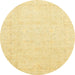 Round Abstract Chrome Gold Yellow Oriental Rug, abs3554