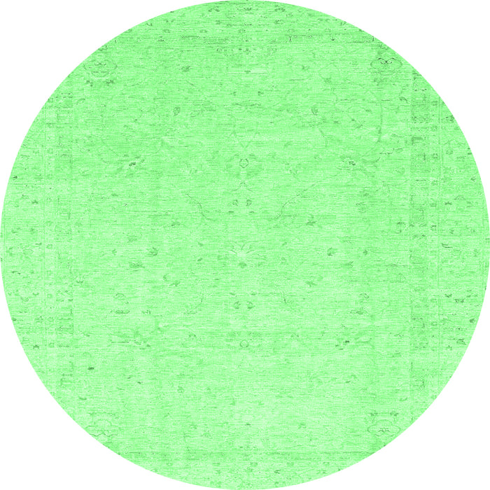 Round Oriental Emerald Green Traditional Rug, abs3554emgrn