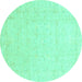 Round Oriental Turquoise Traditional Rug, abs3554turq