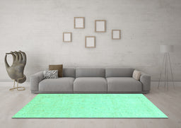 Machine Washable Oriental Turquoise Traditional Area Rugs in a Living Room,, wshabs3554turq