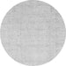 Round Machine Washable Oriental Gray Traditional Rug, wshabs3554gry