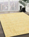 Abstract Chrome Gold Yellow Oriental Rug in Family Room, abs3554