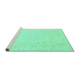 Sideview of Machine Washable Oriental Turquoise Traditional Area Rugs, wshabs3554turq