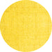 Round Machine Washable Oriental Yellow Traditional Rug, wshabs3554yw