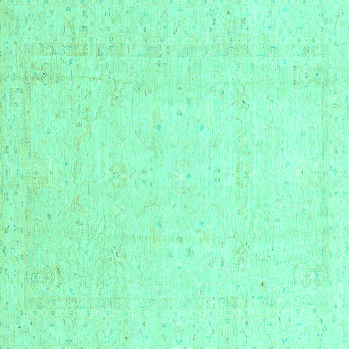 Square Machine Washable Oriental Turquoise Traditional Area Rugs, wshabs3554turq