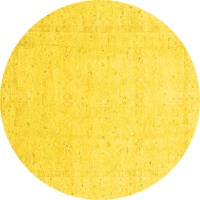 Round Oriental Yellow Traditional Rug, abs3554yw
